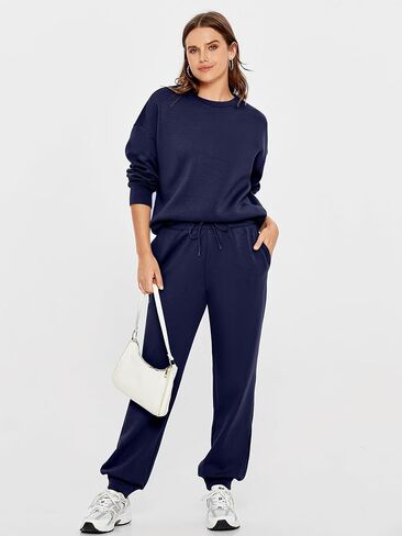 Glamaker Womens 2 Piece Outfits Sweatsuit Long Sleeve Crewneck Tracksuit Jogger Pants Matching Sets 2024 in Saudi Arabia