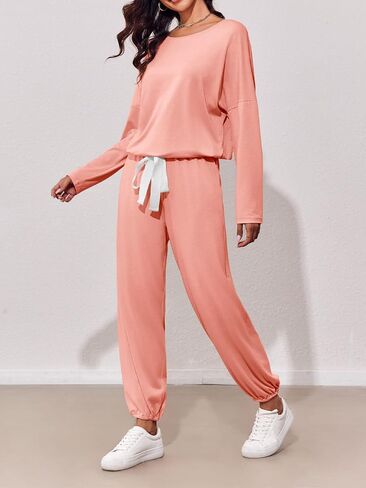 Imily Bela Womens 2 Piece Jogger Sets Loungewear Outfits Long Sleeve Drawstring Tops Elastic Waist Pants Lounge Set Tracksuit in Saudi Arabia