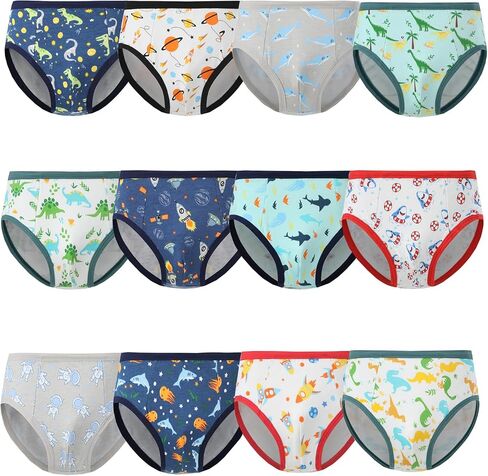 Boys Briefs Toddler Underwear Cotton Dinosaur M-XXL,12 Packs in Kuwait