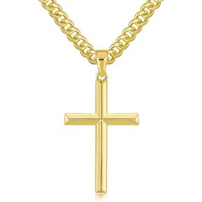 Cross Necklace Gold Cross Necklaces for Women Men Cross Chain for Mens 14K Gold Cross Necklaces Robust Gold Cross Pendant for Men Women 22in (Men's 22in)
