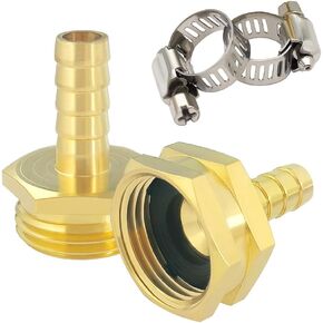 Hooshing 3/8" Garden Hose Repair Kit Male and Female Brass Hose Mender End Repair Connector with Clamps
