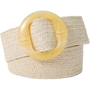 COTIM COYIN Women's Elastic Straw Braided Belts, Straw Woven Belt, Boho Waist Belt