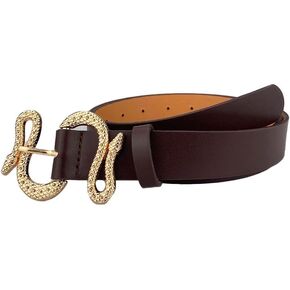 COTIM COYIN Women's Fashion Leather Belts with Snake Buckle Design