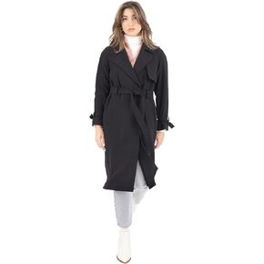 Nine West Women's Notch Collar Crepe Trench with Belt