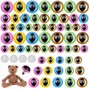 80Pcs Safety Eyes for Amigurumi with Washers,12/15/18mm Colorful Plastic Safety Eyes,Stuffed Animal Eyes for Crochet,for DIY Crafts Stuffed Animals Halloween Decorations