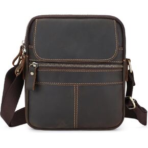 BAIGIO Genuine Leather Crossbody Bag for Men Shoulder Bag Small Messenger Briefcase Large Capacity Satchel Travel Bag