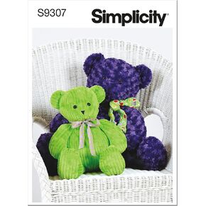 Simplicity Plush Bear Packet, Code 9307 Sewing Pattern, One Size, White