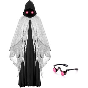 Minetom Halloween Hooded Cloak for Adults, Scary Halloween Cosplay Costumes for Men Women, Black Cape Scream Costume
