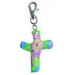 Comforting Gifts - Hand Held Comforting Clay Cross With Clip - Shaped To Fit Any Hand - Kaleidoscope - 3" Cross