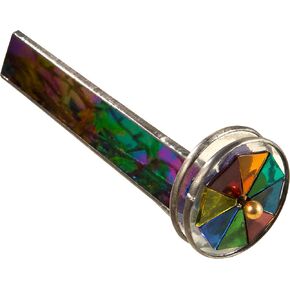 J Devlin Kal 110 Double Wheel Kaleidoscope Black Iridescent Stained Glass Gift for Dad