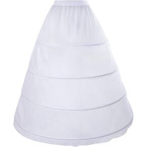baotongle Women's 4-Hoop Petticoat Crinline Underskirt Petticoat Skirt for Women Under Dress for Wedding Ball Gown Tulle Slips Skirt(US, Numeric, 35, Regular, Long, White)