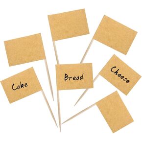 BLUE TOP 50pcs Cupcake Picks Blank Toothpick Flags Cake Toppers Cheese Markers Buffet Labels for Charcuterie Board Food Tags Toothpick Signs for Children's Day Wedding,Birthday Party,Dinner Supplies.