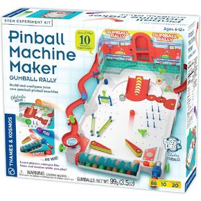 Thames & Kosmos Pinball Machine Maker STEM Experiment Kit, Build a Reconfigurable Pinball Machine, Use Gumballs to Play, Explore Physics, Force, Motion, Gravity, Simple Machines, Gumballs Included