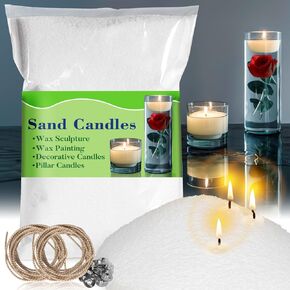 Sukh 410G Snow Pearled-Candles with Wicks - Diy Candle Sand,Pearled Candle Sand Wax With Candle Wicks,Pearled Candle Wax,Refillable Candle Sand,Candle Beads And Wicks for Candle Making,Weddings,Partie