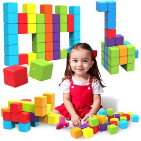 Magnetic Building Blocks Large, 1.65 inch Stacking Cubes for Toddlers in Saudi Arabia