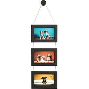 4 Picture Frame 4 Folding 4x6 Inch Hinged Picture Frame MDF Wood Picture Frame Rustic Desktop Acrylic Frame Family Photo Collage for Birthday Thanksgiving Christmas Family Lover Gift Stand Vertical on Tabletop