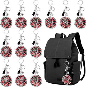 Tondiamo 12 Pcs Cheer Pom Pom Rhinestone Keychains with Bling Backpack Keyrings Tassel Cheer Keychain Purse Charms for Women Teen Cheerleading Sports Accessory Team Gift