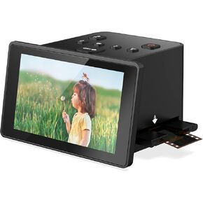 Digital Film Scanner, Negatives and Slide Scanner with Large 5" LCD Screen, Convert Color & B&W Negatives & Slides 35mm, 126, 110 Film & Super 8 Slide to 22MP JPEG Digital Photos