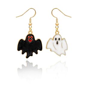 Cute Ghost Halloween Hypoallergenic Earrings - Halloween Spooky Dangle Earrings For Women, Handmade Asymmetrical Earrings