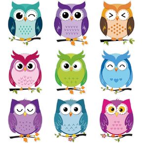 45 Pieces Colorful Owls Cut-Outs, Owls Accents Paper Cutouts Owls Name Tags Labels Owls Themed Party Bulletin Board Classroom Decoration for Teacher Student Back to School Party Supply 6.7 x 5.5 Inch