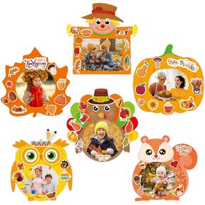 Fall Photo Frame Craft Kits for Kids DIY Thanksgiving Picture Frame Craft Kits Fall Decoration Thanksgiving Classroom Party Activity Gift DIY Turkey Craft