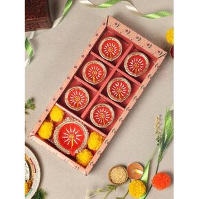 Premium Handmade Terracoaat Set of 7 Red Clay Diya for Diwali/Navratri Decorations Oil Lamp Diwali Clay Diya Tea Light Holder Home Decor Festival Gifts Puja Items - DIYA07HL01
