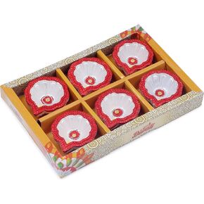 Premium Handmade Terracoaat Set of 6 Clay Diya for Diwali/Navratri Decorations Oil Lamp Diwali Clay Diya Tea Light Holder Home Decor Festival Gifts Puja Items