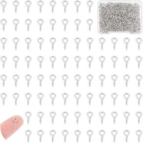 UNICRAFTALE 3 Size(8/10/12mm) 304 Stainless Steel Screw Eye Pins About 420pcs Eye Pin Hooks Eyelets Screw Threaded Clasps Hooks Peg Bails for Half Drilled Beads Jewelry Making