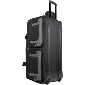 Amaro Extra Large Rolling Duffle Bag, Wheeled Travel Camping Bag, Black/Grey, 36 inch
