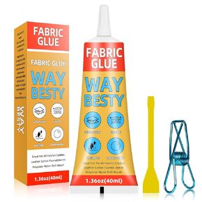 Fabric Glue, Strong Fabric and Leather Adhesive Permanent Clear Washable Clothing Glue for All Fabrics, Cotton, Flannel, Denim, Leather, Polyester, Doll Repair, 24 Hours Dry and Waterproof