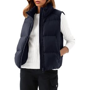 PHISOCKAT Womens Puffer Vest Sleeveless Two-Way Zipper Lightweight Puffy Vest Winter Warm Outerwear Vests