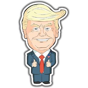 4-Inch Donald Trump Vinyl Sticker [2-Pack]: Custom Made Political Satire Cartoon for Car Decals, Bumper Stickers, Laptop Decorations, and Water Bottle Labels - Durable and Hilarious Trump Sticker