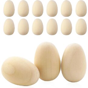 TCOTBE 15 قطعة من زخارف بيض عيد الفصح الخشبية الناعمة لعيد الفصح الخشبية غير المكتملة، حشو سلة بيض عيد الفصح الخشبية لتزيين الحرف اليدوية والصباغة in Kuwait