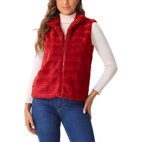 Allegra K Faux Fur Vest for Women's Zip-Up Sleeveless Winter Coat