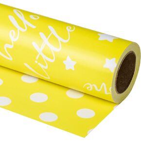RUSPEPA Reversible Wrapping Paper Roll - Mini Roll - Bear and Rocket Pattern Great for Baby Shower, Birthday, Party - 17.5 Inches X 32.8 Feet