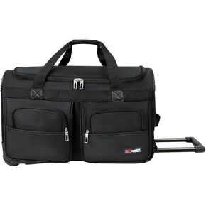 Wheeled Rolling Duffel Bag,All Black Travel Duffle Bag with Handle,40 inches