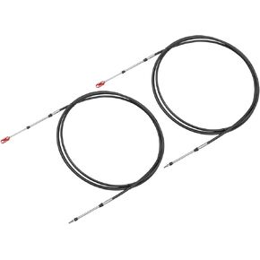 Motoforti 2pcs 16ft 197 Inch Marine Type 3300/33C Throttle Shift Remote Control Box Cable W/Clevis for Yamaha Outboard Engine Boat Motor Steering System Black Long-lasting
