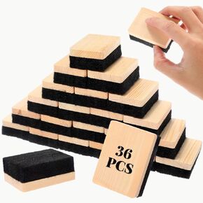 36 Pcs Mini Chalkboard Eraser for Kids Wood Chalkboard Eraser Small Felt Wood Blackboard Eraser Cleaner Duster for DIY Students Teachers Office School Supply Gift