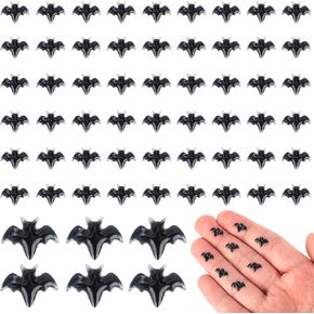 60pcs Halloween Mini Bats, Smooth Washable Resin Halloween Dollhouse Miniatures Dollhouse Miniature Tiny Bats Spooky Themed Cartoon Flat Back Bats for Crafts Scrapbooking (Black) in Kuwait