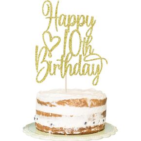Gold Glitter Happy 50th Birthday Cake Topper - Cheers to 50 Years Cake Topper, 50 & Fabulous Cake Decoration for Hello 50th Birthday Anniversary Party Cake Decorations Supplies (50th)