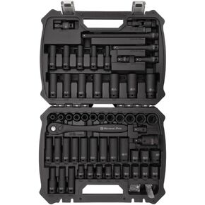 MichaelPro 60-Piece 1/2-Inch Drive Impact Socket Set, SAE and Metric Sizes (5/16" to 1" and 10 to 22mm) | 6 Point Deep and Standard Sockets with Extension Bars, U-Joint and Adapter | MP005034