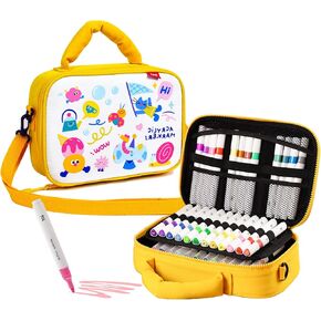 Toi Acrylic Marker Pens, Washable Markers for Kids, Medium Tip Coloring Markers Set, Art Supplies for kids 24 Colors with Portable Bag Indoor Outdoor Travel Drawing, Painting, Doodling