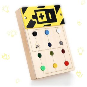 Asweets Montessori Busy Board for Toddler,Wooden Busy Board with LED Light Switches,Sensory Autism Toys Baby Travel Toys,Boys Girls Gifts for Birthday Christmas