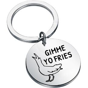 CENWA Funny Seagull Gift Gimme Yo Fries Keychain Nature Bird Jewelry