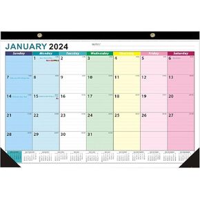 2024 Wall Calendar- 18 Months from Jan. 2024 - Jun. 2025 Hanging Calendar for Wall, Daily Blocks with Julian Dates, Two Corner Protectors, Premium Monthly Calendar for Organizing, 17" X 12"