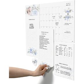 Ultimate Wedding Organizer | Reusable Dry Erase Monthly, Checklist and Event Planners with Smudge-Free Tackie Marker | Clings to Stainless Steel & Glass | USA Made by M.C. Squares