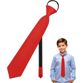 Red Ties for Boys, Zipper Solid Color Kids Boys Black Ties 6 8 10 12 Years for School Shirt