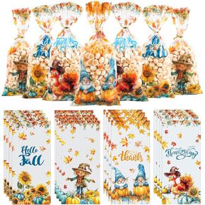 FOIMAS Halloween Cellophane Treat Bags,120pcs Halloween Cello Candy Treat Bags with Twisted Ties for Trick Or Treat Halloween Party Favor Supply