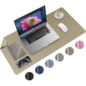 HiWe Desk Mat PU Leather - 23.6" x 13.8" Large Desktop Protector Cover, Waterproof Non-Slip Pad for Mouse/Keyboard/Laptop/Computer/Writing/Dining in Office & Home, Navy Blue