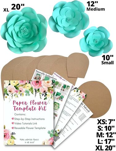 مجموعة قوالب الزهور الورقية - اصنع زهورك الورقية الخاصة - زينة الزهور الورقية - اصنع عددًا غير محدود من الزهور - اصنعها بنفسك - الورد in Kuwait